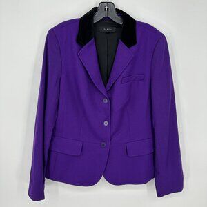 Talbots Wool Blazer Jacket 12 Velvet Collar Button Down Purple Black